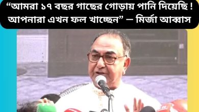“আমরা ১৭ বছর গাছের গোড়ায় পানি দিয়েছি ! আপনারা এখন ফল খাচ্ছেন” — মির্জা আব্বাস